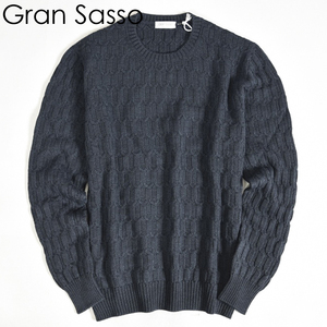 新着 新品 Gran Sasso グラン サッソ ケーブル ニット セーター 長袖 イタリア製 ネイビー 348