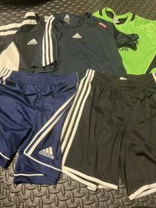 1円スタート！大学サッカー部　練習着　まとめ売りadidas 半袖シャツ　ハーフパンツ　5点セット