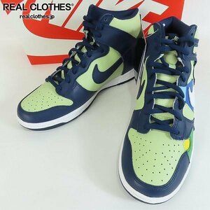 【未使用】NIKE/ナイキ WMNS Dunk High/ バンク ハイ ピスタチオ/ミッドナイトネイビー DQ7575-300/28.5 /080