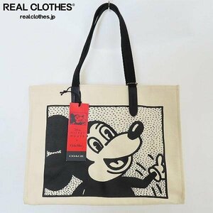 COACH/コーチ KEITH HARING/キースへリング Disney/ディズニー ミッキー トートバッグ レザーマスコット付 /060