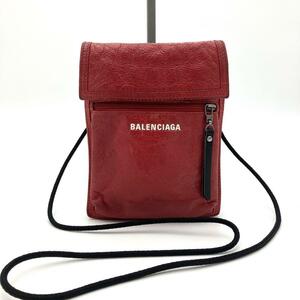 111 1円 美品 BALENCIAGA バレンシアガ サコッシュ ショルダーバッグ レザー レッド エブリディ レディース メンズ　エブリデイ