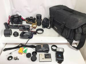 【G0889】カメラ　Canon A-1 F-1 ストロボ ナショナル　レンズ　TOKINA　カメラバッグ カメラ用品