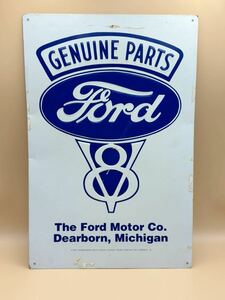 ブリキ看板／GENUINE PARTS／Ford v8／フォード／the Ford Motor Co.／インテリア／雑貨／レトロ