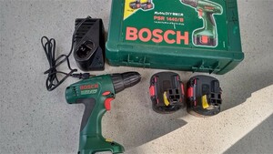 【中古品】BOSCH ボッシュ 電動ドリルドライバー 充電器&バッテリー2個付属 本体動作確認済み バッテリー難あり