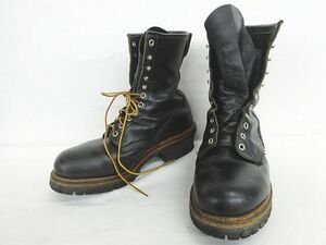 REDWING レッドウィング 2218 ロガーブーツ 10.5 10 1/2 D 28.5cm 刺繍羽根タグ 黒系 ブラック 現状品 ★2639