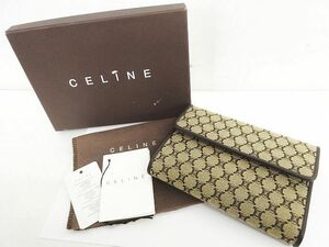 未使用 保管品 CELINE セリーヌ 三つ折り マカダム柄 財布 CE00/33 総柄 ブラウン系 箱付 フランス製 ◇07 