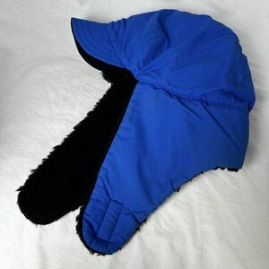 90s Columbia USA made year flap boa fleece cap L/XLto trumpet - hat Pilot ear present . Colombia 80s Vintage blue 