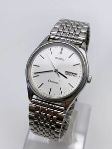 T857 稼働 セイコー SEIKO クロノス QZ シルバー文字盤 デイデイト 5H23-7D40 メンズ腕時計 