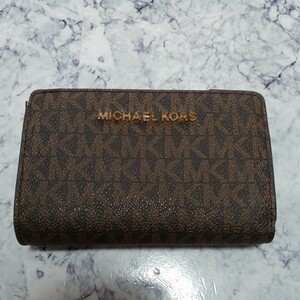 【323】 マイケル コース MICHAEL KORS 財布 ブラウン ウォレット ロゴ