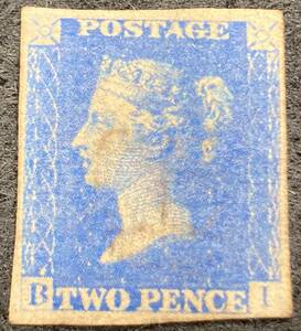 ペンスブルー　2ペンス　TWO PENCE　POSTAGE　ヴィクトリア女王　イギリス　英国　切手　外国切手　