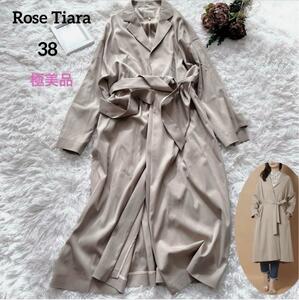 ローズティアラ　バックタックスプリングコート　ベージュ38　ベージュ　Ｒｏｓｅ　Ｔｉａｒａ　バイピング　ウエストマーク