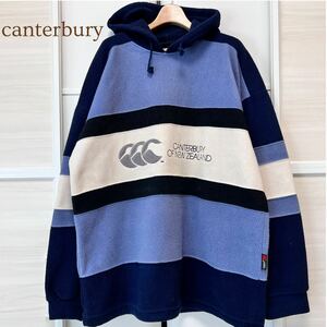 【希少】90s canterbury カンタベリー スウェットパーカー フード もこもこ ボア プルオーバー ビッグロゴ XL メンズ アメカジ A5111