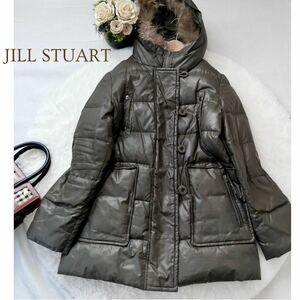 JILL STUART ジル スチュアート ダウンコート アウター フード リアルファー 防寒 M レディース A5198