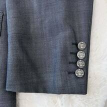【クリーニング済】Christian Dior MONSIEUR クリスチャンディオールムッシュ ダブル テーラードジャケット メンズ グレー ロゴ裏地 A5241_画像6