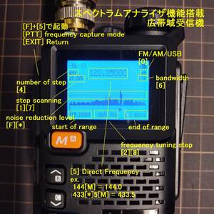 スペクトラムアナライザ搭載 UV-5R PLUS(UV-K5後継) AM/FM広帯域受信機18～1300MHz