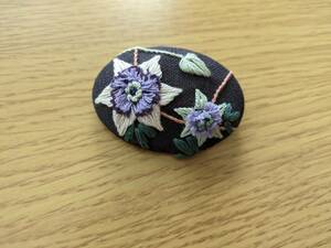  clematis embroidery brooch 