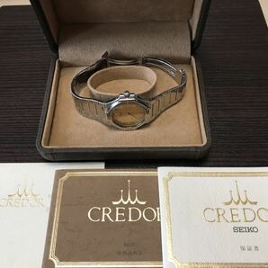 超希少 ジェラルド・ジェンタ「セイコー クレドール KZT ツインクォーツ さざ波ゴールド ダイヤル Seiko Credor KZT」純正BOX・保証書付きの画像10