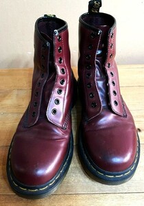 ★O-46★中古★Dr.Martens ドクターマーチン 8ホールブーツ★UK 8.5 27.0 cm★赤茶色★送料無料!!