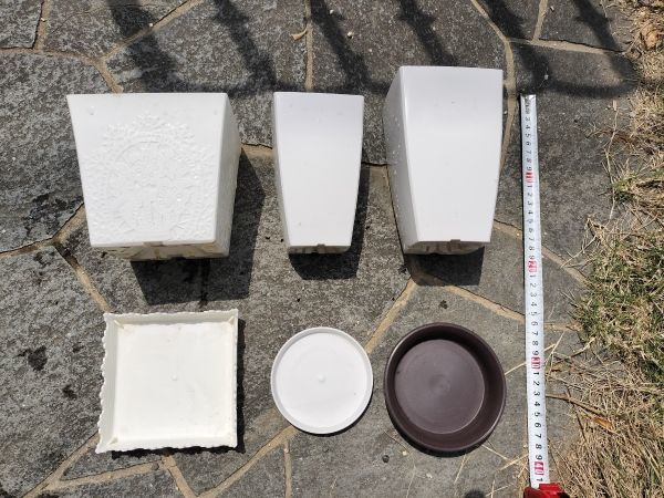 おしゃれ植木鉢　3個セット　受け皿付き　プラ鉢　プラスチック