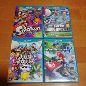 お買得 美品 wiiu 4本セット スマブラ マリオカート8 スプラトゥーン マリオブラザーズU 即決