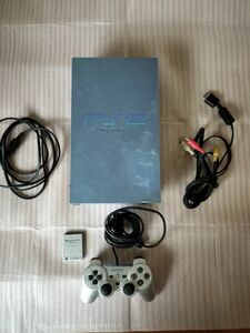 良品 お買い得 PS2本体アクアブルー 一式 プレイステーション2 PlayStation ソフト1本 動作確認済 メモリーカード コントローラー