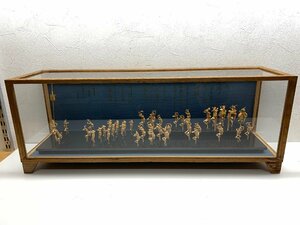 阿波踊り　工芸品　竹細工・人形　ガラスケース入り　横60.3cm・高さ23cm・奥行き16.3cm インテリア