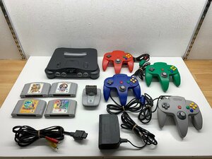 【動作確認未】Nintendo 任天堂 NINTENDO 64 本体 NUS-001＋コントローラー4個＋ソフト4本＋64GBパック＋ACアダプター＋ACケーブル