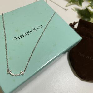 ティファニー　Tスマイル　ミニ　ダイヤモンドネックレス　ティースマイル　ホワイトゴールド　Tiffany &Co. WG シルバー　ペンダント　