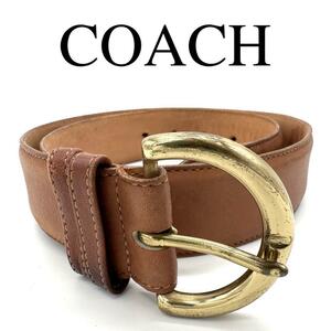 COACH コーチ ベルト ワンポイントロゴ レザー ブラウン系 ベージュ系