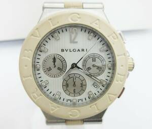 D100【ブルガリ】ディアゴノ クロノグラフ ダイヤモンド★BVLGARI DG40SCH★DG 40 S CH★メンズ 自動巻き腕時計★付属品あり★中古 動作品