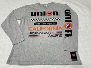 ●大きいサイズ　3L●新品●union 76 カジュアル　ムネ・袖ラインロゴ　ロンT●薄グレー②