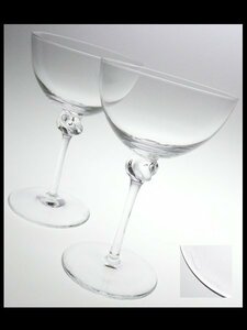 n527 Daum ドーム クリスタル ペア シャンパンクープ ワイングラス 2客