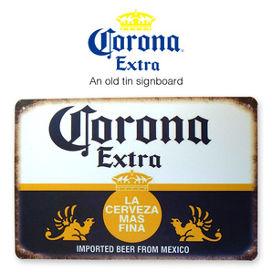 コロナ Corona ビール ブリキ看板 20cm×30cm ビーチ ロゴ 雑貨 サインボード サインプレート 店舗用品