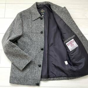 ブラウンズ×ハリスツイード ハーフコート ジャケット アウター ヘリンボーン くるみボタン M グレー Brwon's Harris Tweed 