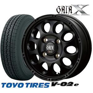 新品 12インチ トーヨータイヤ V02E チューブレス 145R12 6PR 2021年 タイヤ アルミ ホイール 4本セット バモス ガイアX 4J 4.0J +42 4/100