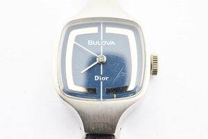 稼働品 ディオール ブローバ Wネーム スクエア 手巻き レディース 腕時計 BULOVA DIOR