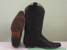 X633◆スペイン製【Sendra】ウエスタンブーツ 良い味 黒 ブラック メンズ 44 27cm _画像3