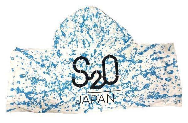 一度使用 S2O JAPAN フード付き バスタオル ビーチタオル 限定品 日よけ イベント フェス 海 前ボタンあり S20ジャパン