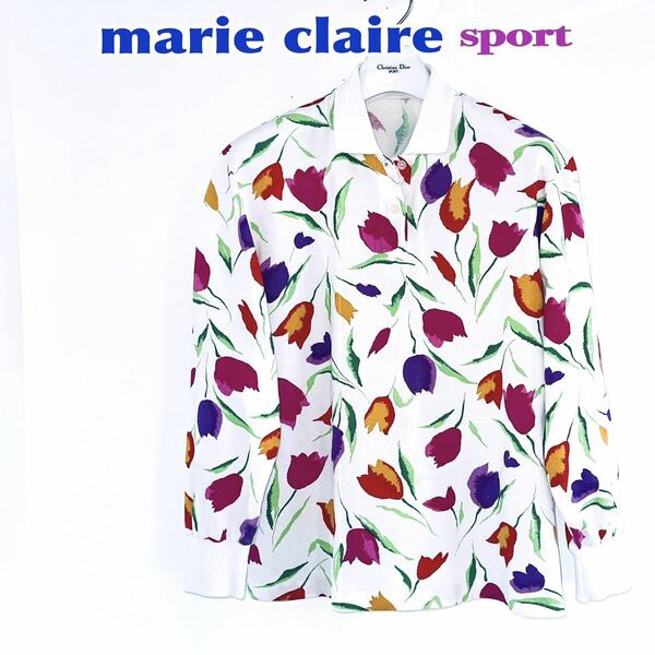 美品 marie claire マリークレール ポロシャツ 長袖 チューリップ 送料無料