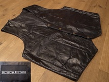 美品 BLACK LEDER 黒 羊革 ラム レザー パッチワーク ウエスタン ベスト ジレ サイズ LL_画像1