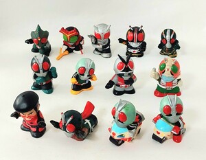 送料300円～仮面ライダー倶楽部「1号 2号 サイクロン V3 ショッカー X ストロンガー アマゾン 他」昭和ライダー ソフビ 指人形 13種セット