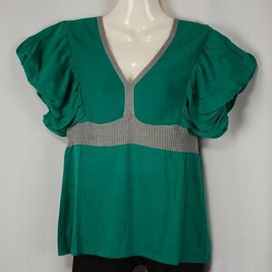 Last C.C.CROSS サイズ38(M）日本製 綿混 ふんわり袖デザインセーター グリーン