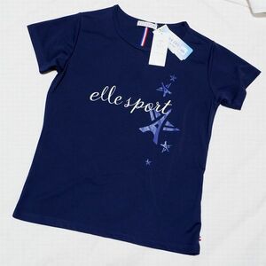 Last ELLE SPORT LL 吸汗速乾 UVカット ロゴTシャツ ネイビー