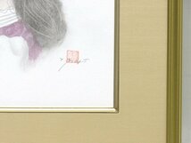 【GINZA絵画館】藤井　勉　水彩画３号・帽子の少女（ピンク）・リアリズム人気作家１点もの・とってもカワイイ！　T16U0F7Z2C3F_画像3