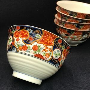 伝統古伊万里 茶碗 丼 高さ9cm×5 未使用美品○