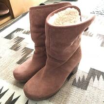 ★ UGG LYNEA アグ　リネア　3204 ムートンブーツ ショートブーツ　ヒール　US7 24cm ブラウン　ロゴ ウッドソール ★_画像2