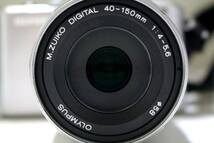 ⑫OLYMPUSオリンパスPEN Lite E-PL3ミラーレス一眼デジタル カメラM.ZUIKO DIGITAL40-150mm1:4-5.6R ED MSCシルバー系キャップ バッテリー_画像3