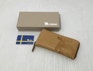 【新品未使用】moz レディース 長財布 86001 キャメル 大容量 ファスナー 小銭入れ モズ ヘラジカ 牛革 レザー ユニセックス ブラウン系