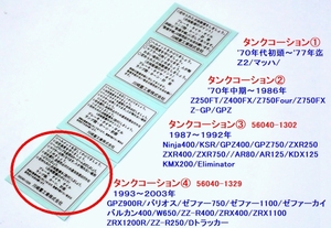 □完璧 カワサキ タンクコーションラベル④ (56040-1329)'93～'03年☆1/ GPZ900R/バリオス/ゼファー400/750/W650/ZZ-R250/400/ZRX400/1100