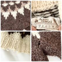 アイスランド製 80s ウール ニット セーター ALAFOSS ICEWOOL ノルディック柄 M ハンドニット （ ビンテージ Iceland Knit 雪柄 カウチン _画像9